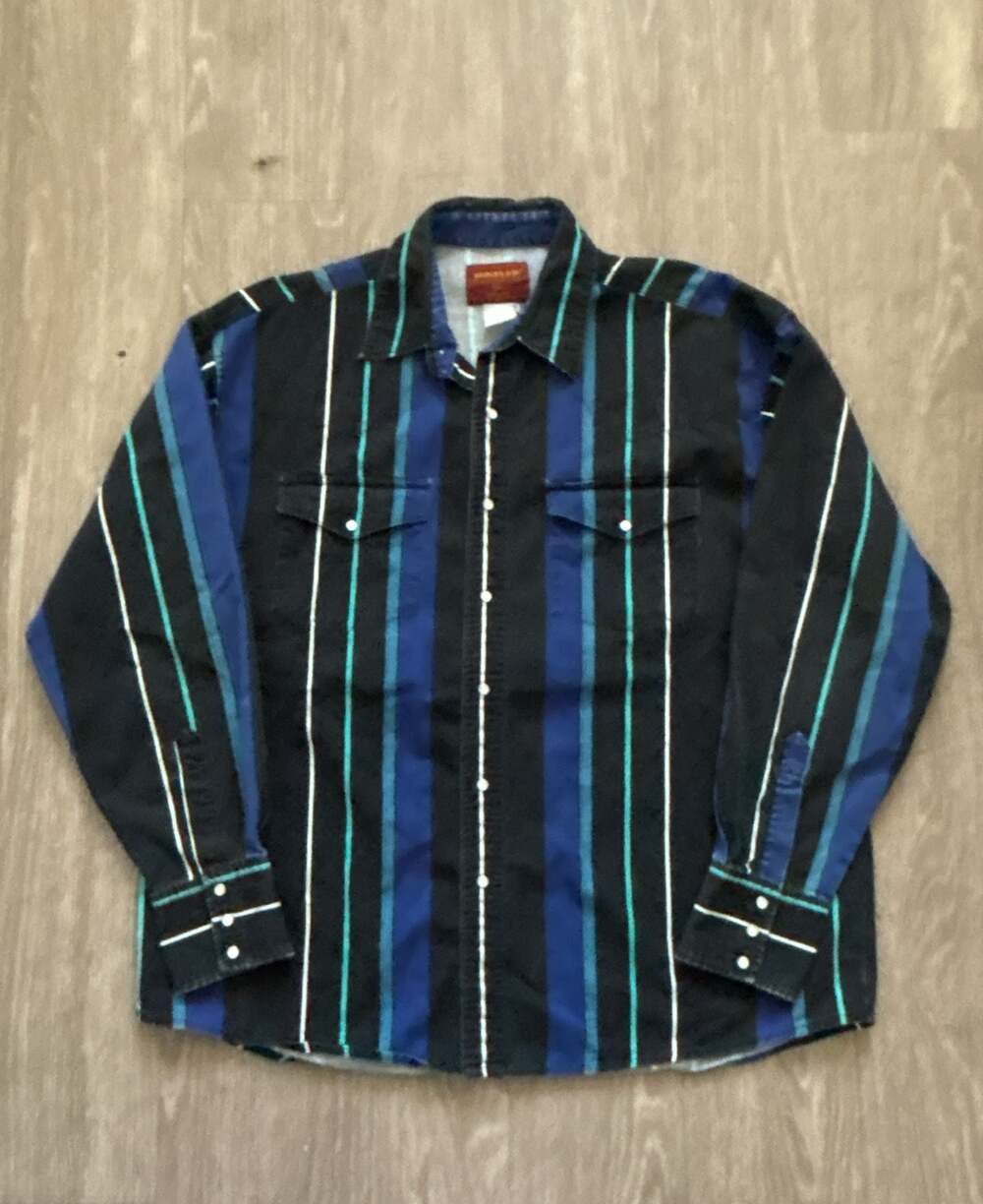 Rustler by Wrangler Vintage Striped Long Sleeve Western Shirt Men's XL